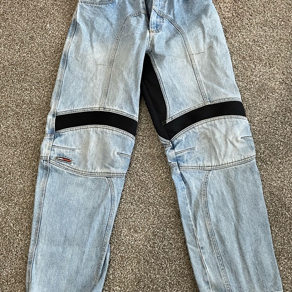 Motorcycle Men's Light Blue Jeans with Black Accents - Picture 1 of 11